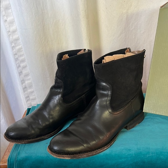 Frye Jamie suede and leather black ankle boots - Picture 2 of 6